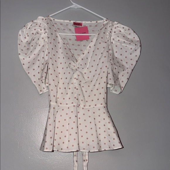 Kate Spade White and Pink Polka Dot Blouse - Picture 2 of 7